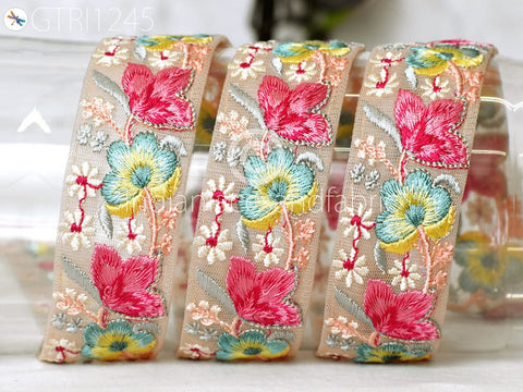 9 Yard Indian 4cm Embroidered Trim Embroidery Dress Embellishment Fabric Ribbon Trim Cushions DIY Crafting Sari Border Wedding Saree Sewing