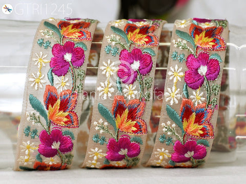 9 Yard Indian 4cm Embroidered Trim Embroidery Dress Embellishment Fabric Ribbon Trim Cushions DIY Crafting Sari Border Wedding Saree Sewing