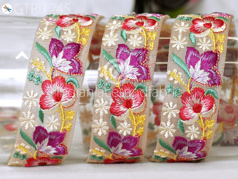 9 Yard Indian 4cm Embroidered Trim Embroidery Dress Embellishment Fabric Ribbon Trim Cushions DIY Crafting Sari Border Wedding Saree Sewing