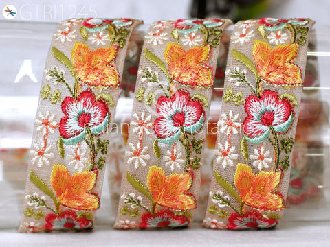9 Yard Indian 4cm Embroidered Trim Embroidery Dress Embellishment Fabric Ribbon Trim Cushions DIY Crafting Sari Border Wedding Saree Sewing