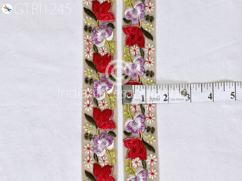 9 Yard Indian 4cm Embroidered Trim Embroidery Dress Embellishment Fabric Ribbon Trim Cushions DIY Crafting Sari Border Wedding Saree Sewing