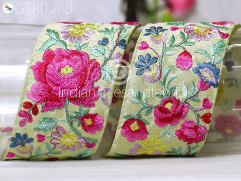 9 Yard Indian 6cm Embroidered Trim Drapery Embellishments Hats Bag Saree Trimming Decorative Ribbon Crafting Sewing Sari Borders Home Decor