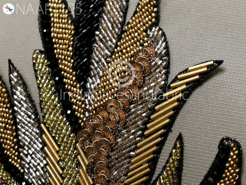 Floral Design Appliques, Beaded Patches Appliques Embroidery Beads work, Handcrafted Appliques, Scrap booking Appliques, Wholesale Appliques