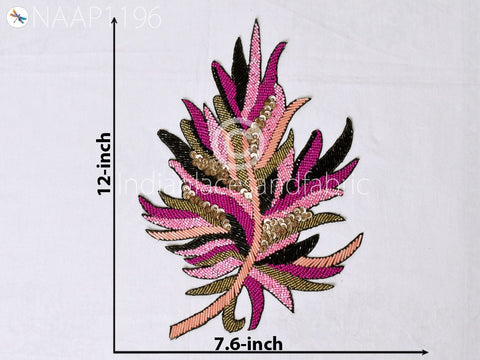 Beaded Patches Appliques Embroidery Sew on Patch Handcrafted Bridal Wedding Dress Patches, 12  X  7.6 Inch Appliques