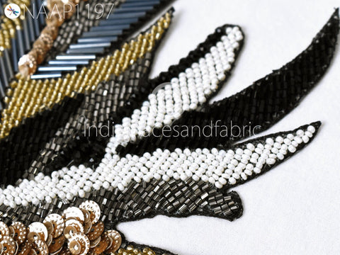 Beaded Patches Appliques Embroidery Sew on Patch Handcrafted for Wedding Dress Appliques