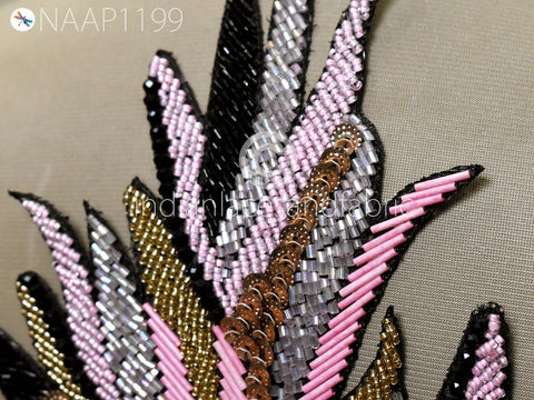 Floral Beaded Patches, Handcrafted Appliques, Applique for dress, Christmas applique, Handcrafted Appliques, Scrap booking Appliques