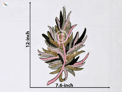 Beaded Patches Appliques Embroidery Beads  work, Handcrafted Appliques, Scrap booking Appliques, 12 X 7.6 Inch Appliques