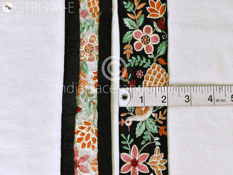 9 Yard Peach Embroidered Peacock Indian Border Crafting Fabric Ribbons Saree Sewing Decorative Trim Embellishment Dress Trimmings
