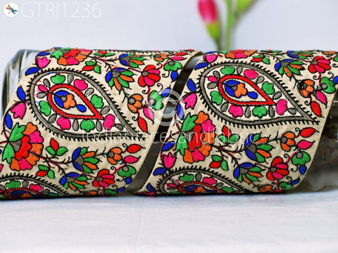 5 Yard Embroidered 10cm Fabric Trim DIY Crafting Sari Border Indian Embroidery Decorative Laces Saree Ribbon Sewing Lehenga Purse Home Decor