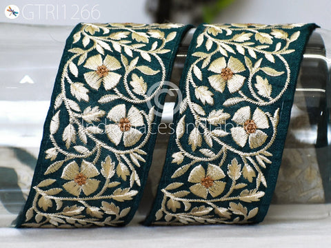 9 Yard Indian 5cm Embroidered Fabric Trim Embellishment Saree Ribbon Sewing Crafting Embroidery Border Wedding Dress Trimmings Cushion Cover