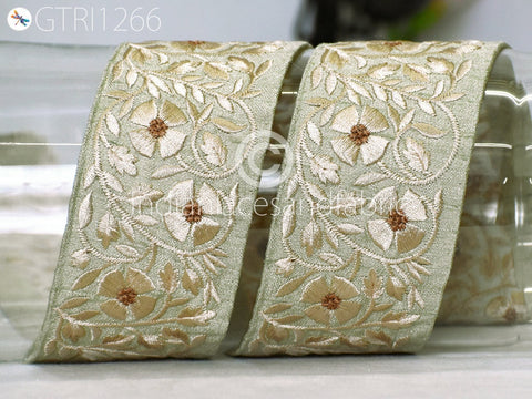 9 Yard Indian 5cm Embroidered Fabric Trim Embellishment Saree Ribbon Sewing Crafting Embroidery Border Wedding Dress Trimmings Cushion Cover