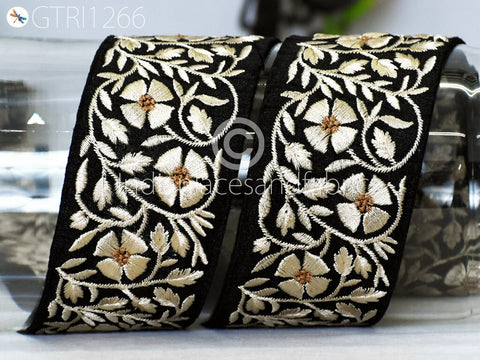 9 Yard Indian 5cm Embroidered Fabric Trim Embellishment Saree Ribbon Sewing Crafting Embroidery Border Wedding Dress Trimmings Cushion Cover