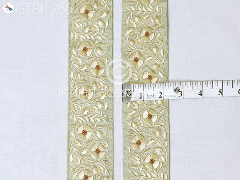 9 Yard Indian 5cm Embroidered Fabric Trim Embellishment Saree Ribbon Sewing Crafting Embroidery Border Wedding Dress Trimmings Cushion Cover