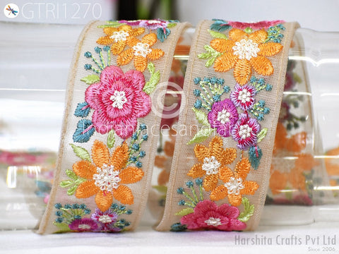 9 Yard Indian 4cm Sewing Embellishment Embroidery Fabric Trim Embroidered Saree Ribbon Crafting Border Wedding Dress Trimmings Cushion Cover
