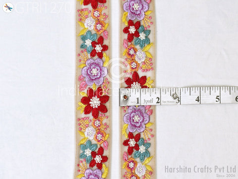 9 Yard Indian 4cm Sewing Embellishment Embroidery Fabric Trim Embroidered Saree Ribbon Crafting Border Wedding Dress Trimmings Cushion Cover
