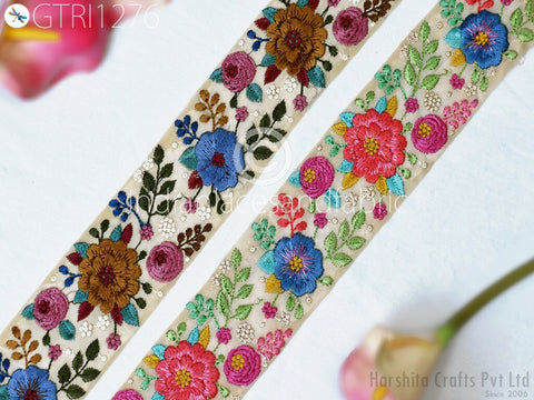 9 Yard Indian Sewing Embellishment Embroidery Fabric 5 CM Trim Embroidered Saree Ribbon Crafting Border Wedding Dress Cushion Covers