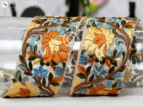 9 Yard Yellow 6cm Indian Decorative Embroidery Fabric Trim Dress Embellish Tapes Crafting Sewing Saree Indian Sari Border Embroidered Ribbon