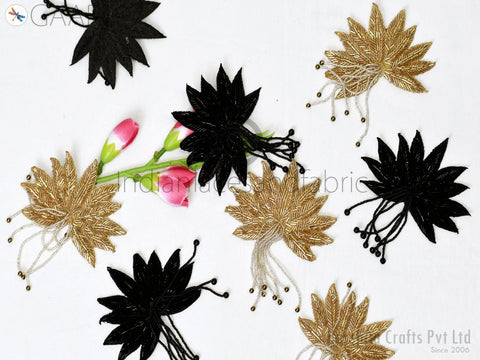 Beaded work Embroidered Appliques Handmade Beaded Flower Decorative Handmade Patches Embroidered Bridal Appliques