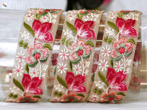 9 Yard Indian 4cm Embroidered Trim Embroidery Dress Embellishment Fabric Ribbon Trim Cushions DIY Crafting Sari Border Wedding Saree Sewing