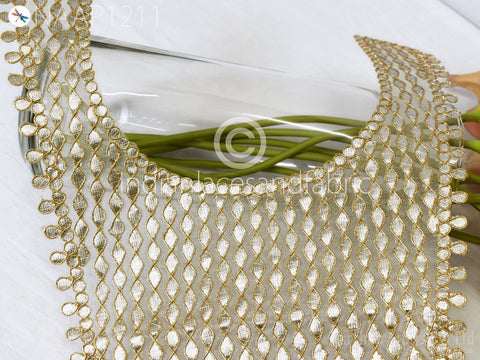 Gota Patti Gold Neck Patches for Wedding Dress Neckline Patch Handmade Indian Clothing Accessoies Crafting Collar Applique