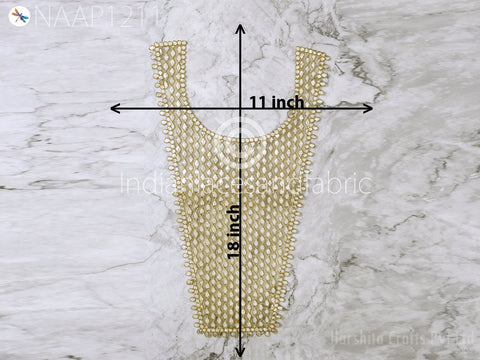 Gota Patti Gold Neck Patches for Wedding Dress Neckline Patch, Length 18 Inch X Width 11 Inches Patch