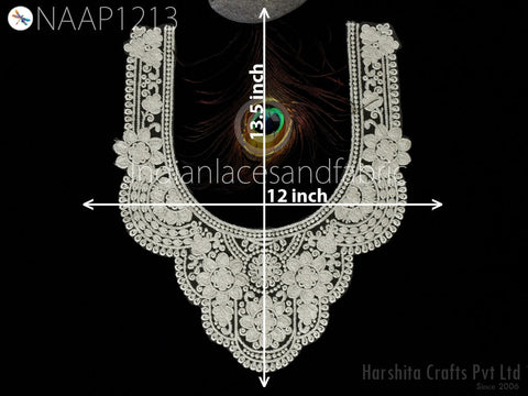 Dyeable Neck Patches for Dress Cotton 13.5 Inch x 12 Inch, Neck For Dresses, Fancy Neck, Handcrafted Patches