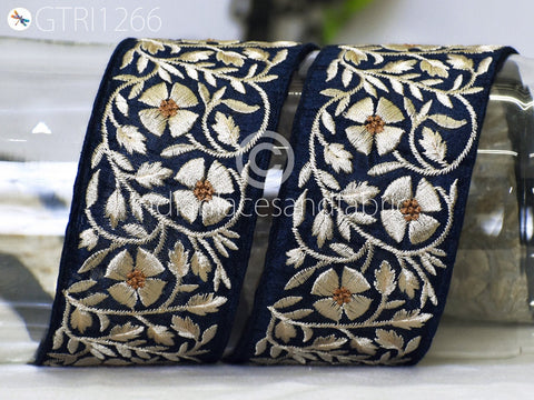 9 Yard Indian 5cm Embroidered Fabric Trim Embellishment Saree Ribbon Sewing Crafting Embroidery Border Wedding Dress Trimmings Cushion Cover