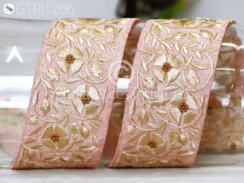 9 Yard Indian 5cm Embroidered Fabric Trim Embellishment Saree Ribbon Sewing Crafting Embroidery Border Wedding Dress Trimmings Cushion Cover