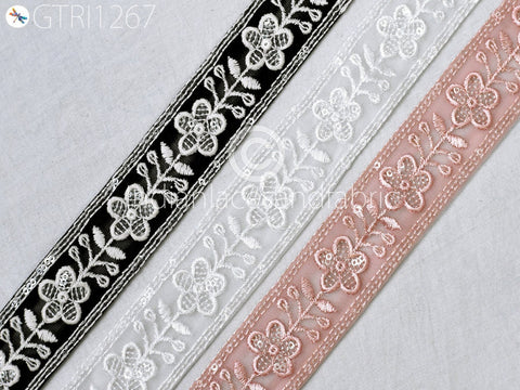 9 Yard Indian Sari 3 Cm Border Embroidered Fabric Trim Cushions DIY Crafting Wedding Saree Sewing Embroidery Dress Embellishment Trimming