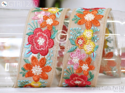 9 Yard Indian 4cm Sewing Embellishment Embroidery Fabric Trim Embroidered Saree Ribbon Crafting Border Wedding Dress Trimmings Cushion Cover