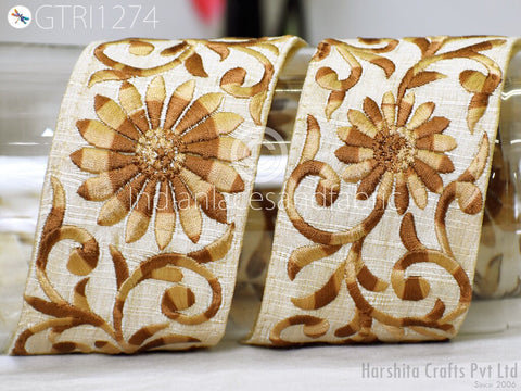 9 Yard Indian 6 cm Embroidered Trim Embellishment Sari Border Embroidery Saree Ribbon Cushions Home Décor Sewing Clothing Costumes Trimmings