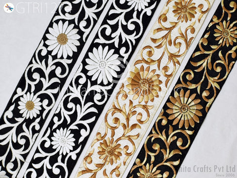 9 Yard Indian 6 cm Embroidered Trim Embellishment Sari Border Embroidery Saree Ribbon Cushions Home Décor Sewing Clothing Costumes Trimmings