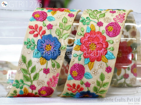 9 Yard Indian Sewing Embellishment Embroidery Fabric 5 CM Trim Embroidered Saree Ribbon Crafting Border Wedding Dress Cushion Covers