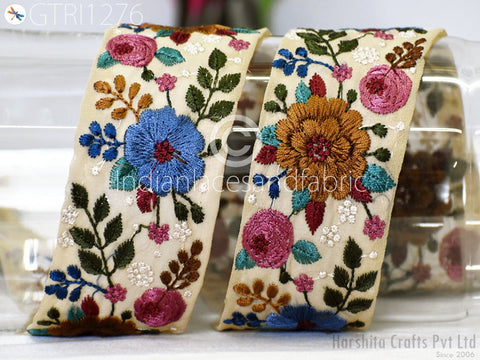 9 Yard Indian Sewing Embellishment Embroidery Fabric 5 CM Trim Embroidered Saree Ribbon Crafting Border Wedding Dress Cushion Covers