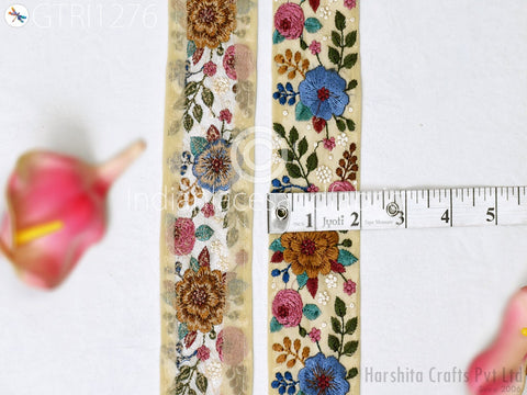 9 Yard Indian Sewing Embellishment Embroidery Fabric 5 CM Trim Embroidered Saree Ribbon Crafting Border Wedding Dress Cushion Covers