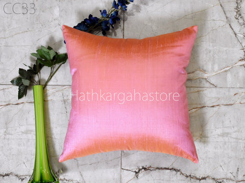 Peach Dupioni Silk Cushion Cover Handmade Throw Pillow Decorative Home Decor Pure Silk Pillow Cover