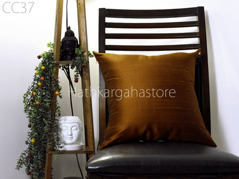 Brown Dupioni Silk Cushion Cover Handmade Throw Pillow sofa cushion covers