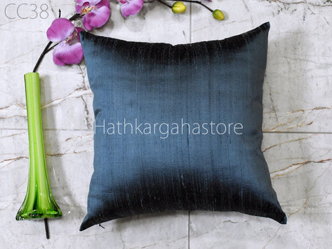 Grey Dupioni Silk Cushion Cover Handmade Throw Pillow Silk Cushion Cover 18x18 pillow cover