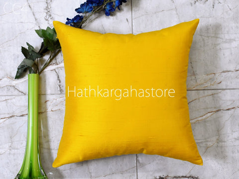 Yellow Dupioni Pure Silk Cushion Cover Handmade Throw Pillow Decorative Home Decor Silk Pillowcase