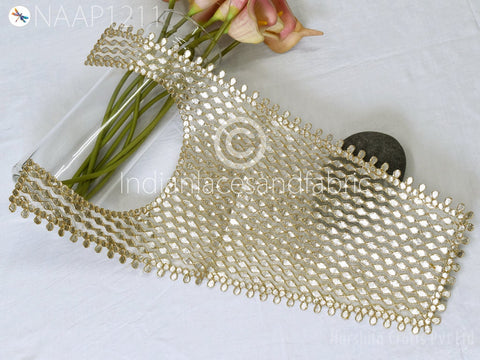 Gota Patti Gold Neck Patches for Wedding Dress Neckline Patch Handmade Indian Clothing Accessoies Crafting Collar Applique