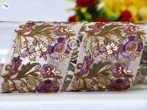 9 Yard Indian 75 mm Embroidered Fabric Ribbon Costume Trim Embellish Cushions DIY Crafting Sewing Border Wedding Saree Tape Embroidery Dress