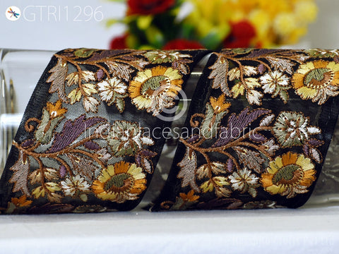 9 Yard Indian 75 mm Embroidered Fabric Ribbon Costume Trim Embellish Cushions DIY Crafting Sewing Border Wedding Saree Tape Embroidery Dress