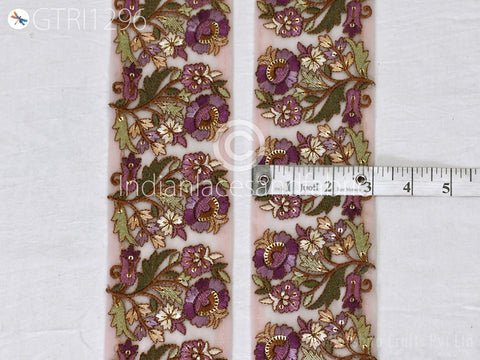 9 Yard Indian 75 mm Embroidered Fabric Ribbon Costume Trim Embellish Cushions DIY Crafting Sewing Border Wedding Saree Tape Embroidery Dress