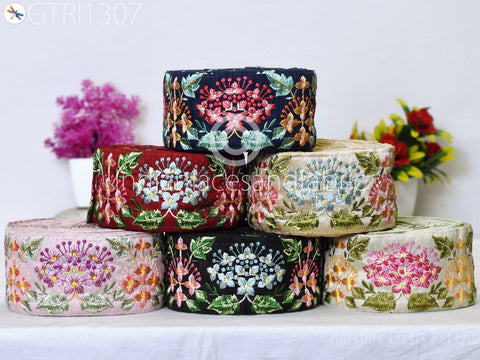 9 Yard Indian 6cm Embroidered Trim Embellishment Sari Border Embroidery Saree Ribbon Cushions Home Décor Sewing Clothing Costumes Trimmings