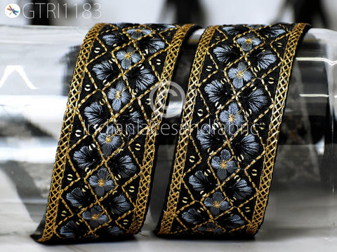 9 Yard Embroidered 5cm Fabric Trim Indian Embellishment Saree Ribbon Sewing Crafting Embroidery Border Wedding Dress Trimmings Cushion