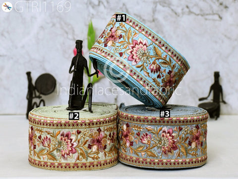9 Yard Floral 7cm Embroidered Fabric Trim Decor Saree Border DIY Craft Sewing Sari Ribbon Beach Bags Home Decor Embellishment Tapes Drapery