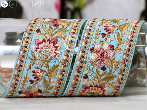 9 Yard Floral 7cm Embroidered Fabric Trim Decor Saree Border DIY Craft Sewing Sari Ribbon Beach Bags Home Decor Embellishment Tapes Drapery