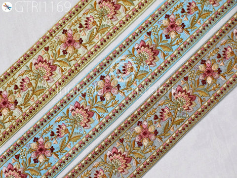 9 Yard Floral 7cm Embroidered Fabric Trim Decor Saree Border DIY Craft Sewing Sari Ribbon Beach Bags Home Decor Embellishment Tapes Drapery