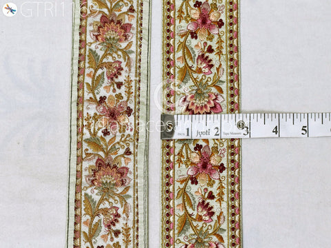 9 Yard Floral 7cm Embroidered Fabric Trim Decor Saree Border DIY Craft Sewing Sari Ribbon Beach Bags Home Decor Embellishment Tapes Drapery