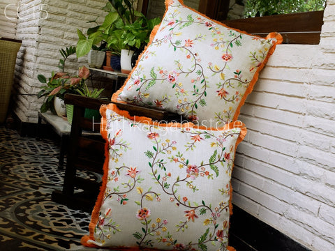 Embroidery Cushion Cover Handmade Embroidered Throw Pillow Decorative Home Decor Pillow Cover